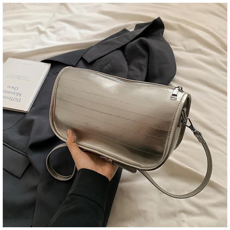 IELGY Женская модная универсальная большая вместительная серебристая сумка через плечо — фото 10