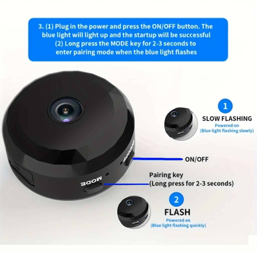 Wireless Mini WiFi Security Camera with Night Vision, Motion Detection, Rechargeable Battery, Easy Installation, 480P Magnetic Mount