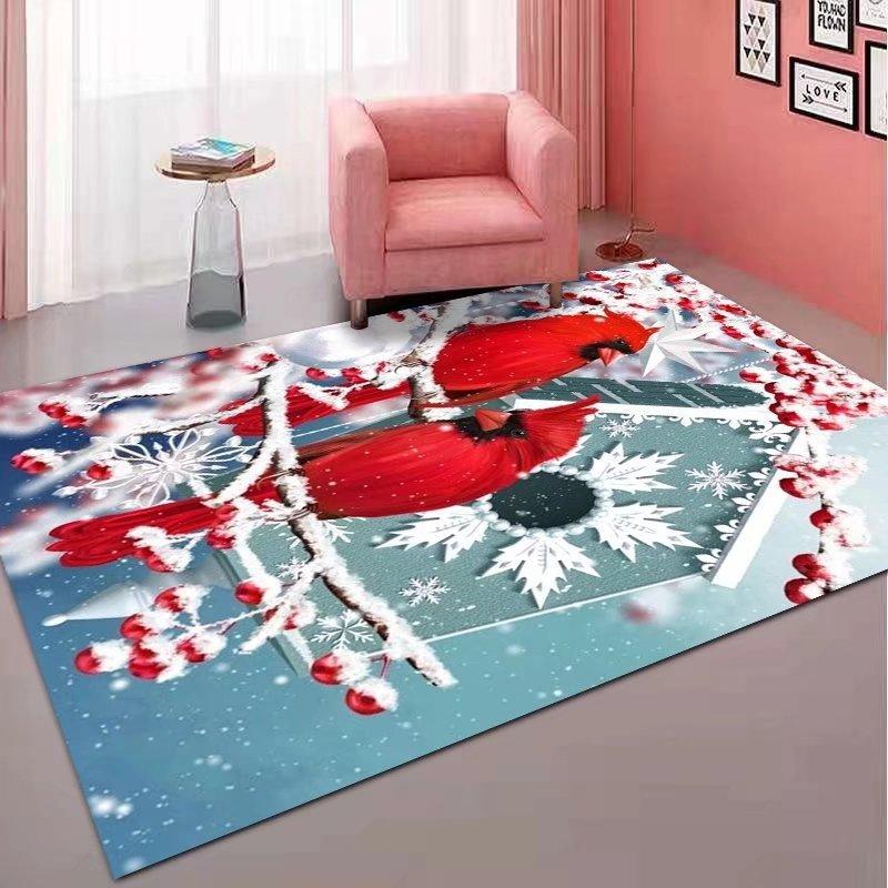 VIKAMA Christmas Living Room Bedroom Printed Carpet Winter Warmth Full Floor Anti-slip Floor Mat Home Decoration