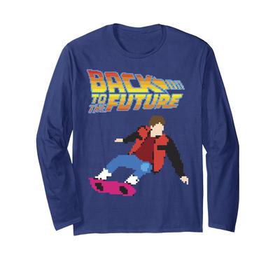Back To the Future Hoverboard Long Sleeve 8-Bit Marty T-Shirt