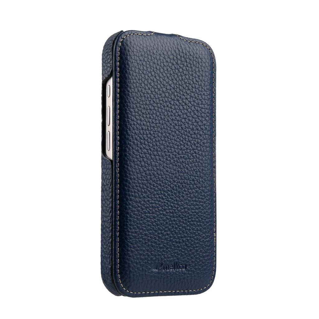 MELKCO For iPhone 17 Case Compatible with MagSafe Vertical Flip Genuine Cow Leather + PC Phone Cover