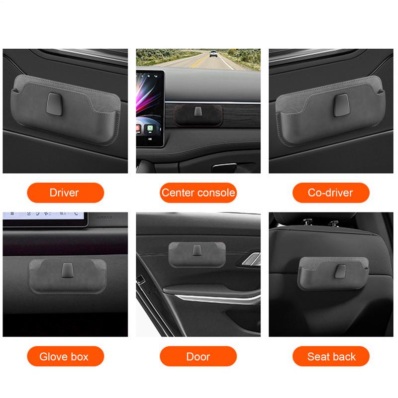 Multifunctional pu leather Auto Eyeglasses Organizer Box Adhesive car instrument panel installation for Keys, Phones, Earphones