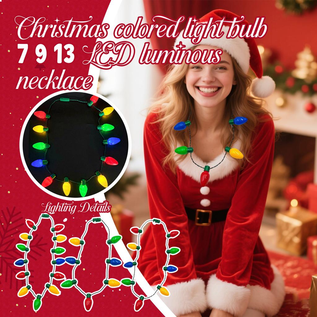 Novelty Bulb Necklace with Oversized Plastic Bulb Shapes Battery Operated Decorative String Light Necklace for Parties