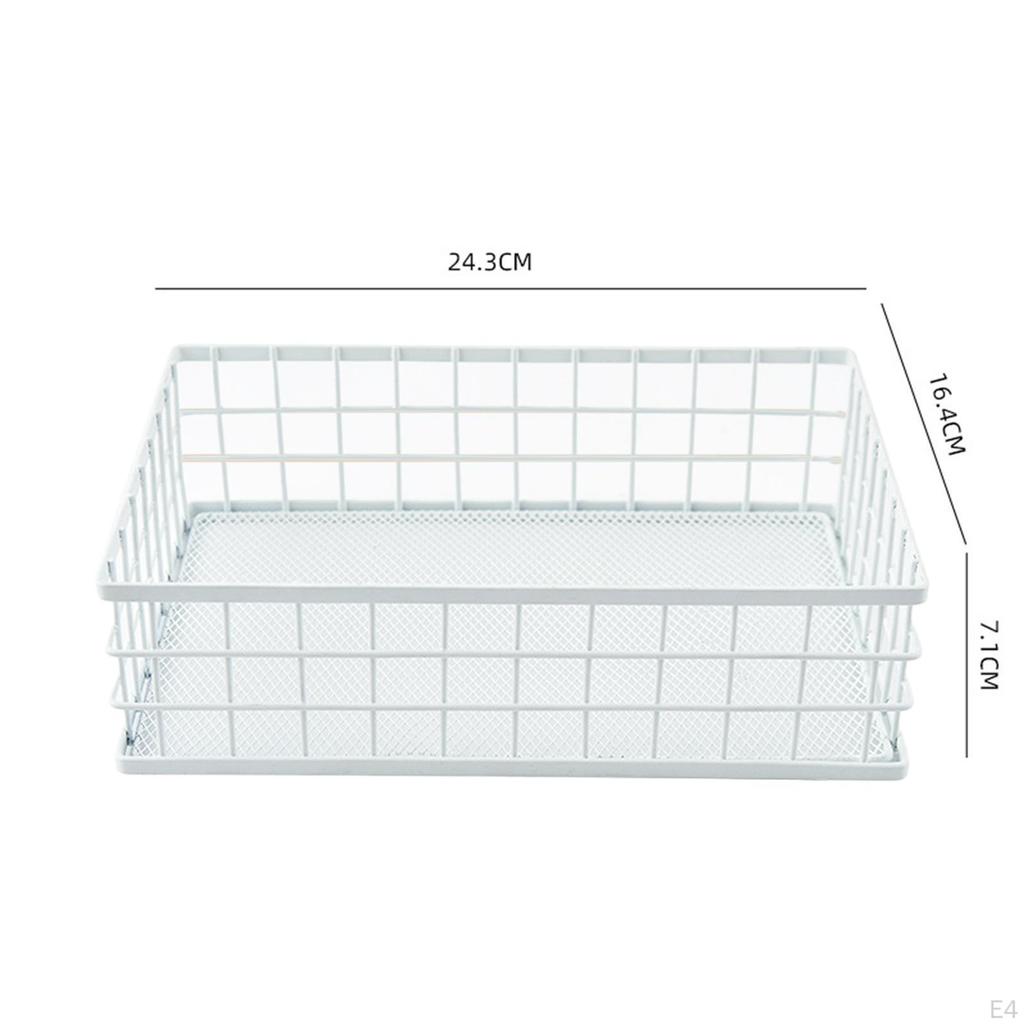 Desktop Iron Storage Basket, Metal Wire Fruit Basket,Multi Purpose for