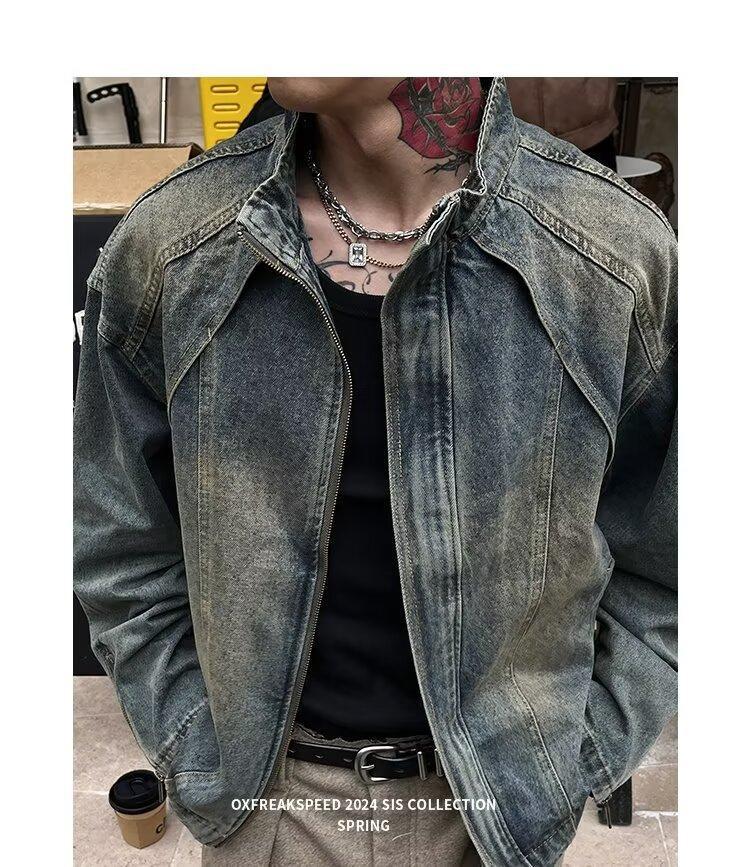 Couples' Retro Patchwork Denim Jacket - Unisex High-End Spring/Autumn Hong Kong Style Coat