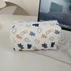 Floral Cotton Fabric Makeup Bag With Zipper Storage For Women And Teens