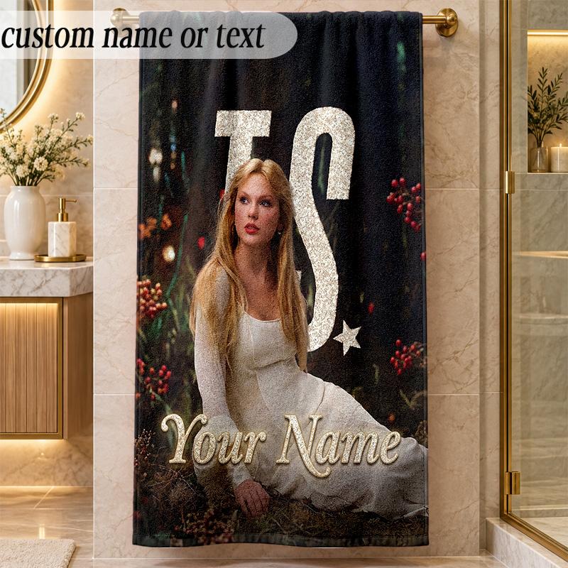 Beach TowelTaylor Swift Custom Name Text Personalized Soft Towel for Beach Pool Indoor Home Decor Gift