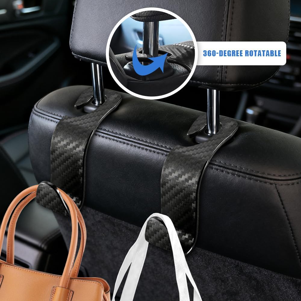 4PCS Car Back Seat Headrest Hooks, Purse Holder for Car, Vehicle Back Seat Headrest Hanger Holder Hook, Auto Seat Hook Hanger Storage Organizer for