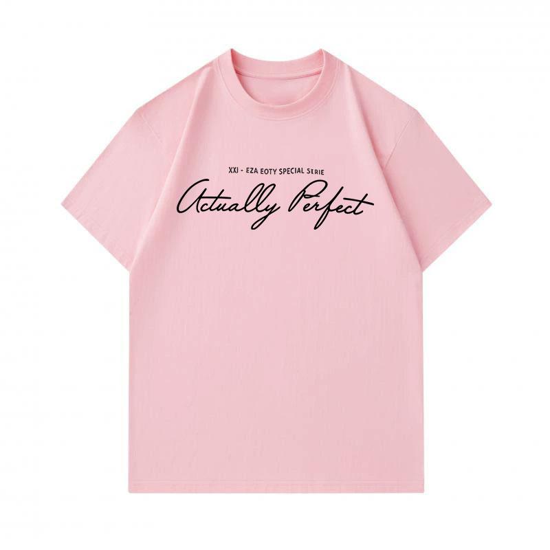 Men's 100% Cotton Crew Neck Short Sleeve T-Shirt, Casual Actually Perfect Cursive Printed Soft Breathable Daily Wear Tees for Men, Relaxed Fit Lightwe