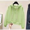 Hooded Long Sleeved Hoodie for Women New Korean Version Short Style Loose Solid Color Versatile Fashionable Niche Top Trend