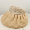 Foldable Japanese Organza Bright Beaded Eaves Empty Top Shell Hat Women's Summer Travel Visor Headband Sun Hat
