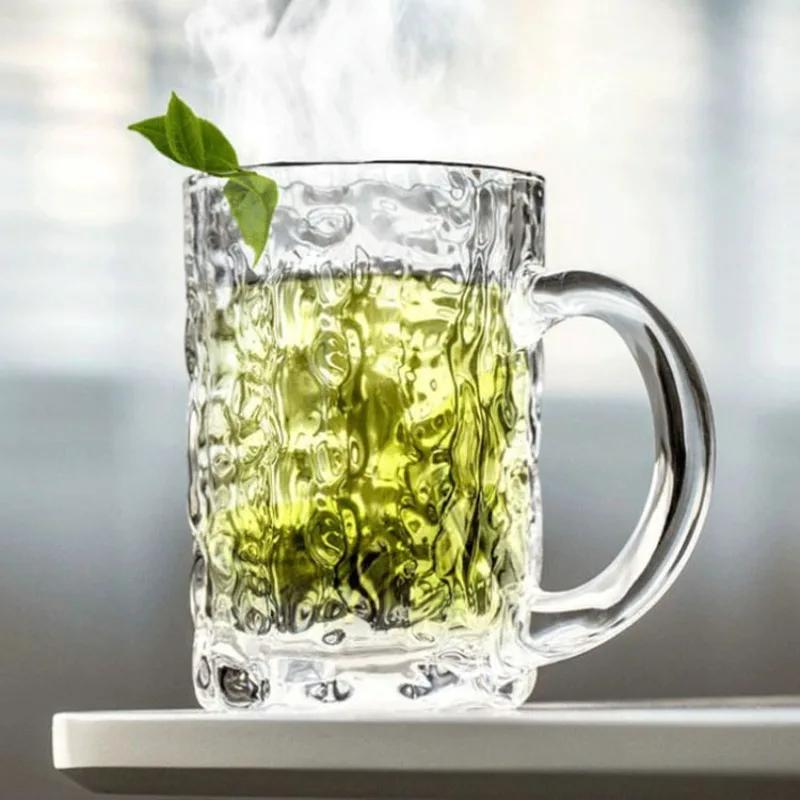 High-capacity Glass Beer Cup Milk Coffee Juice Water Cup Barware Drinkware for Home Party Bar Karaoke Transparent Durable Cup