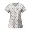 Women's Fashion Printed Short Sleeve V Neck Pattern Tops Pocket Working T-shirts