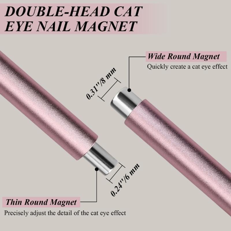 10Pcs Cats Eye Nail Magnet Tool Set for Cats Eye Gel Polish Powerful Double Head Magnetic Pen for French Cateye Effect