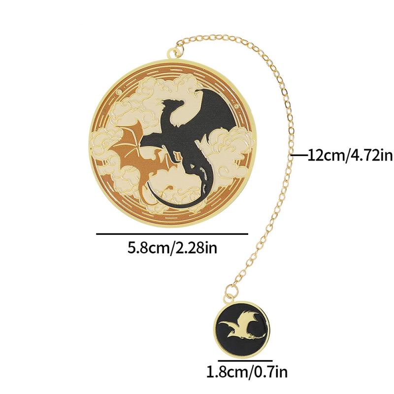 Fourth Wing Bookmark - Dragon Knight Story Gothic Round Metal Bookmark Book Accessories Pendant Dragon Bookmark Stationery