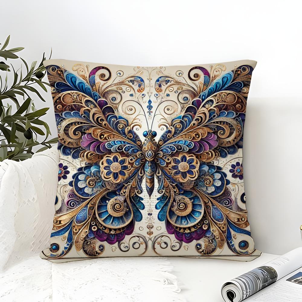 Natural Beautiful Floral And Butterfly Prints Pillow Case Linen Pillow Case Sofa Home Decor Cushion Cover Cushion Cove