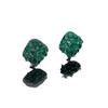 Women's 2025 Green Zircon Geometric Earrings: Retro, Light Luxury, High-End Style