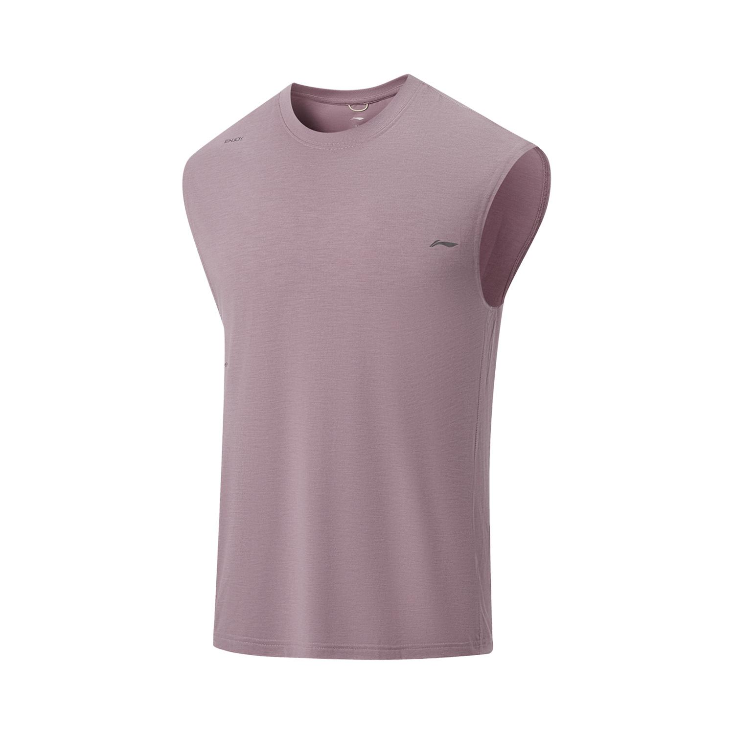 Li Ning Fitness Series Quick-Dry Cool Round Neck Logo Stitching Gym Vest Men vest AVSW045-5 S