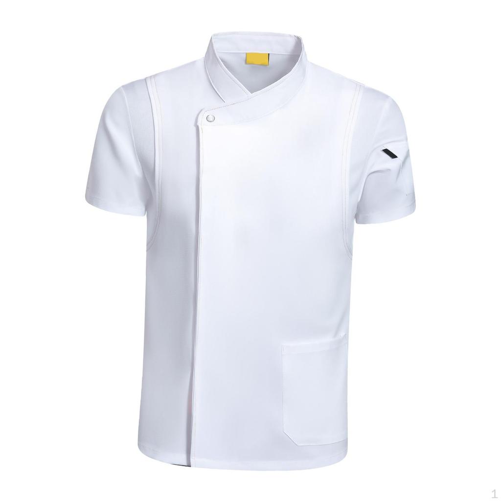 Chef Coat Jacket Short Sleeve Catering Shirt Breathable Workwear Cooking Clothes Apparel Uniform for