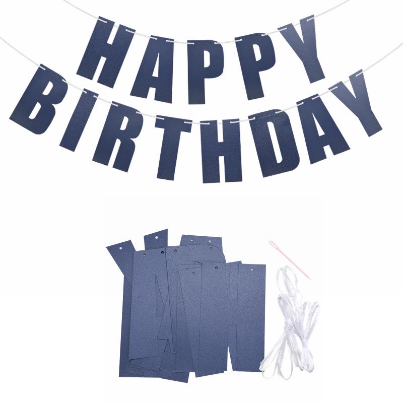 Gold Glitter Happy Birthday Laser Cut Banner with Pearlescent Paper Letters