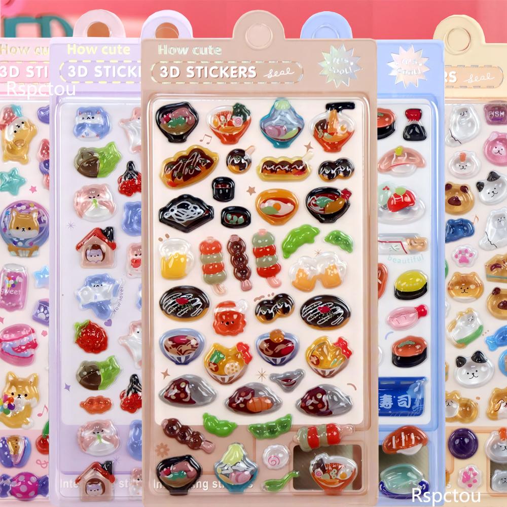 Cute Cartoon Animals Series 3D Puffy Stickers Funny Three-Dimensional Relief Sticker Luggage Guitar Phone Decals Decoration