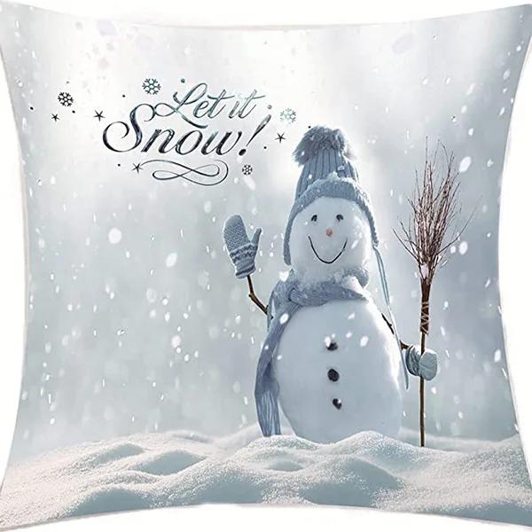 Winter Series Christmas Eve Linen Pillowcase Home Living Room Sofa Bedroom Cushion