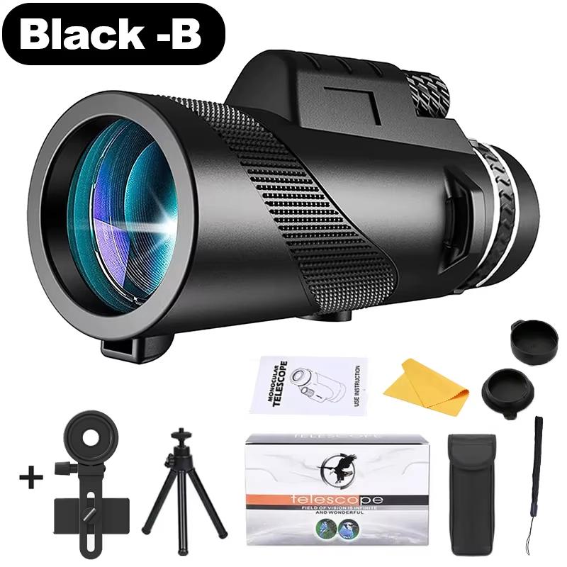 80x100 Monocular Telescope with Tripod and Phone Clip with Colour Gift Box for Outdoor Camping Hiking