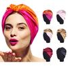 Soft Satin Lining Knot Pleated Sleep Night Cap Salon Bonnet Elastic Hairband Turban Hat