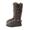 Gray snow boots women's new winter thick-soled heightening piled thickened long tube warm and non-slip cotton shoes