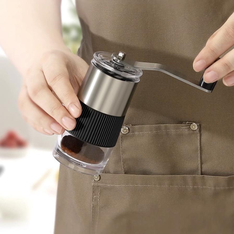 Manual Coffee Mill Stainless Steel Portable Small Coffee Grinder Manual Externally Adjustable Grind Setting
