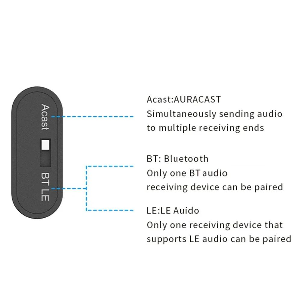 Bluetooth 5.4 Draadloze Audio Adapter Type-C APTX HD LL Lage Latentie Adaptieve Zender met Auracast Voor PS4 Notebook PC TV