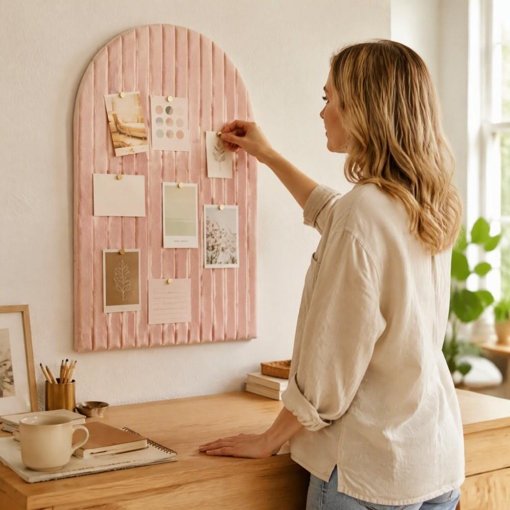 6 Pack Residue-Free Adhesive Arched Notice Board Pink Adhesive Pin Board  for Home