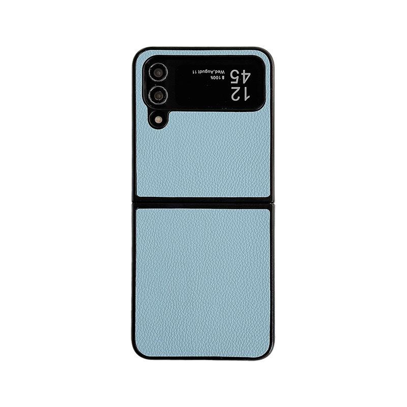 Suitable for Samsung ZFlip5 Folding Screen Protective Case, Lychee Pattern Solid Color Sticker Zflip3/4 Mobile Phone Case