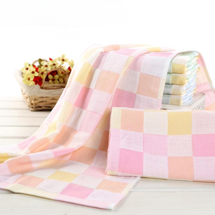 Soft Double Gauze Colored Plaid Baby Square Towel