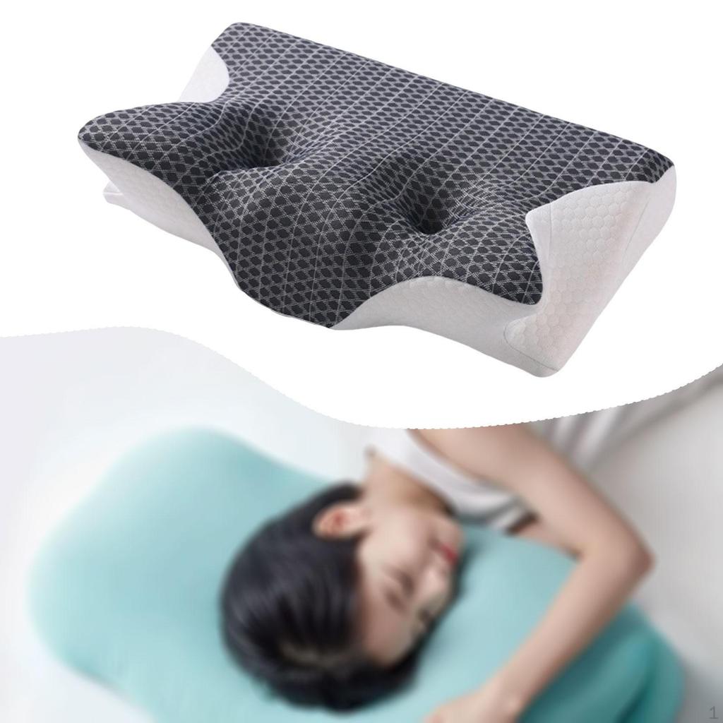 Piercing Pillow Ergonomic Soft Cervical for Couch Traveling Apartment gray and white