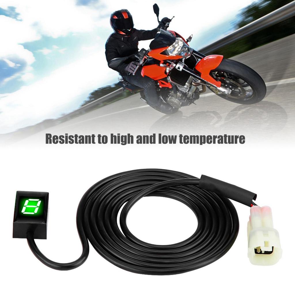 Waterproof Motorcycle Gear Indicator LED Shift Light Gear Indicator Display Speedometer Digital Shift Lever Sensor for Kawasaki (Green Light)
