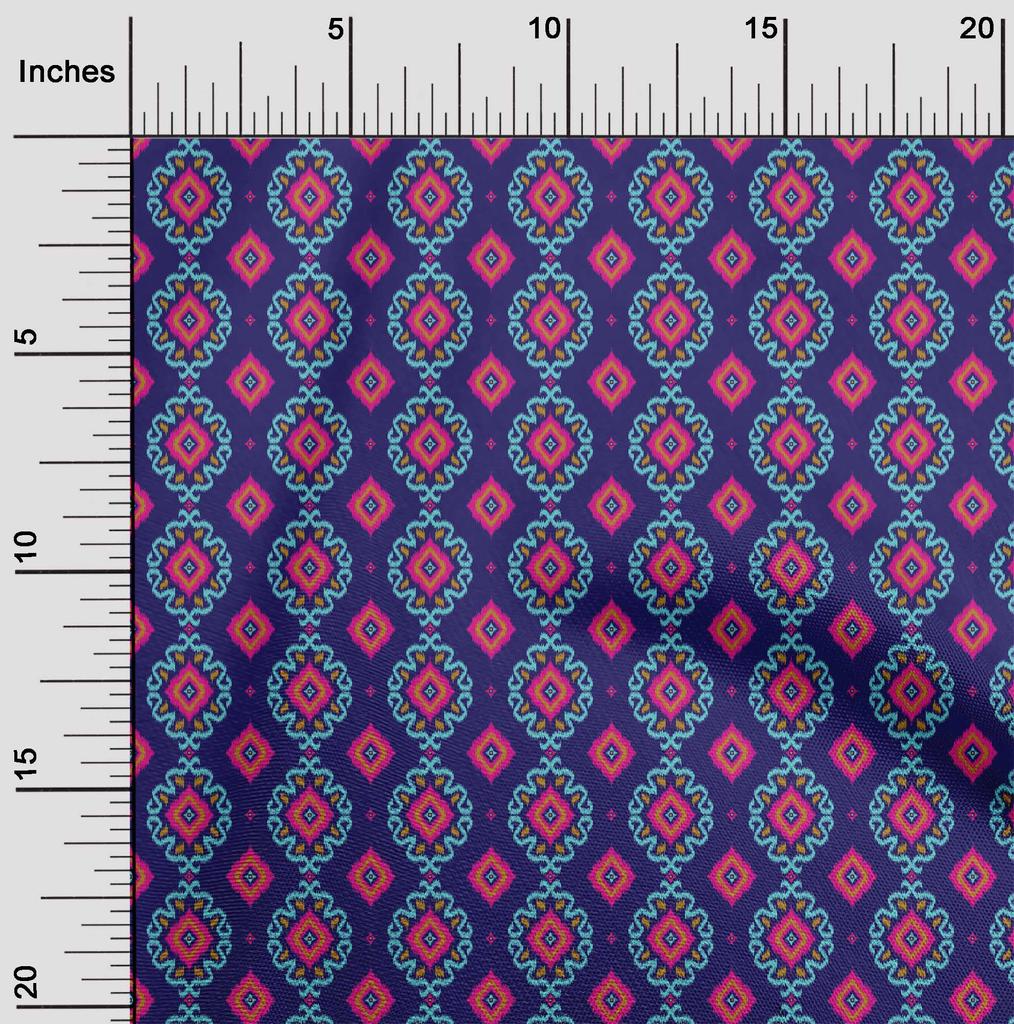oneOone Cotton Flex Fabric Diamond & Swirl Ikat Print Fabric BTY 40 Inch