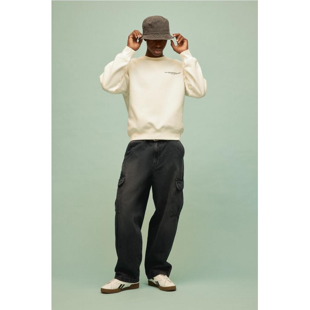 H M Baggy Cargo Jeans Dark Blue