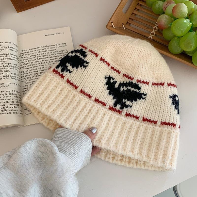 

New Style Knitted Hat for Women Warm and Thickened Ear Protection Face Showing Small Woolen Hat Fashionable and Versatile Bucket Hat