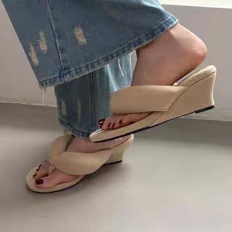 Fashion Wedges Women Slippers Clip Toe Fashion Cotton Shoes Dress Designer Woman Heeled Shoes 2025 Autumn Luxury Brand Ladies Zapatos