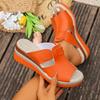 Große Keilabsatz Fischmaul Sandalen Damen Sommer Schnalle Strand Sandalen