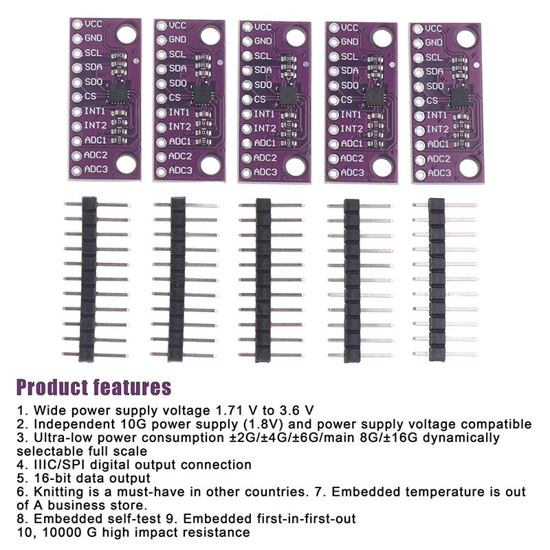 Wholesale 1/3/5Pcs LIS3DSH High-resolution Three-axis Accelerometer Triaxial Accelerometer Module ForArduino