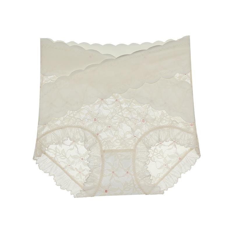 Sexy Lace Underwear Women High Waist Panties Floral Cross Slightly Cinched Lightweight Plastic Pants