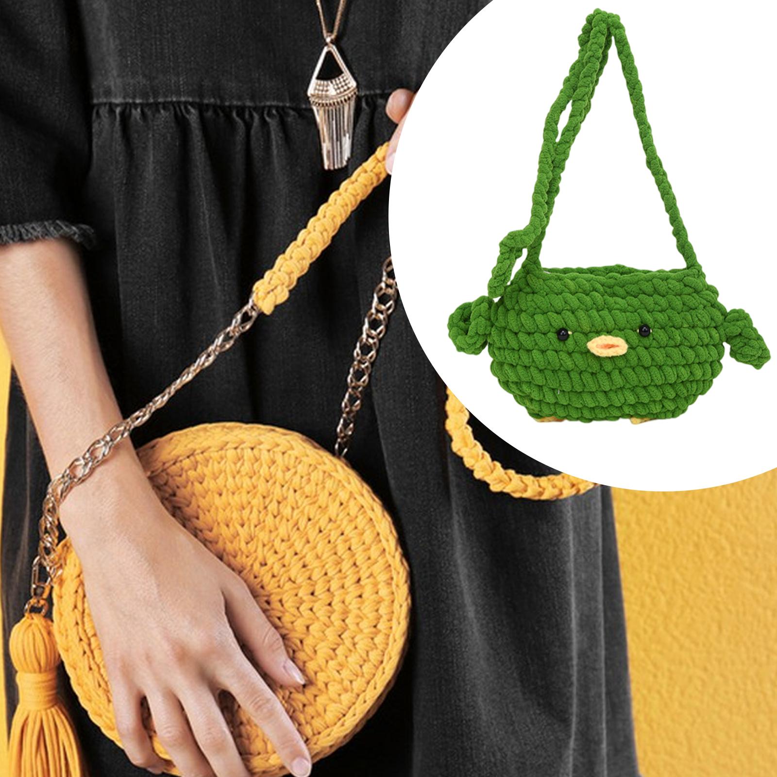 

Women Knitted Crossbody Bag Versatile Compact Cute Casual Wallet Crocheted Bag for Outdoor Shopping Commuting Travel Summer зелений