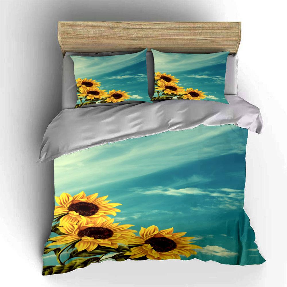 Sunflowers with blue sky. Bedding sets Duvet cover sets Duvet covers Pillowcases(1*Duvet Cover 2*Pillowcases without duvet insert)
