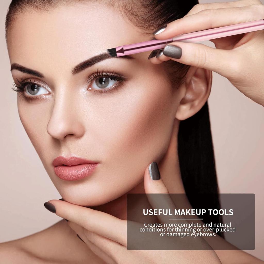 6 Pieces Dual-Ended Brow Brush, Eyebrow Brush, Angled Eye Brow and Spoolie Brushes, Shaping and Filling Eyebrows, Eyebrow Spoolie Brushes for Precise