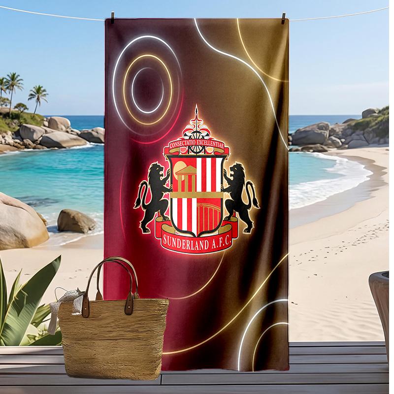 Sunderland Football Print Beach Towel, Large Soft Quick Dry Towel for Beach Camping Swimming