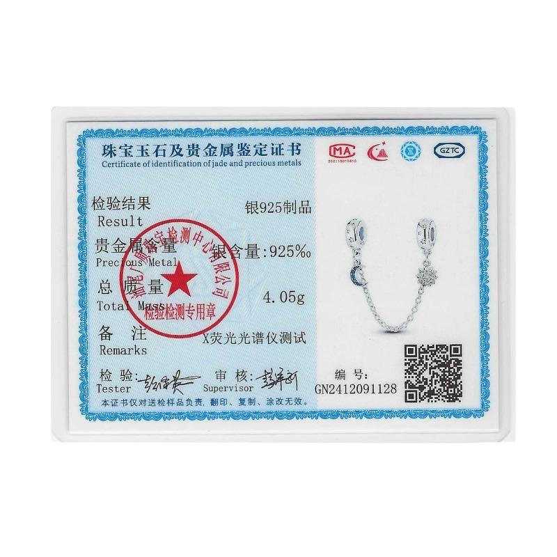 Clear Safety Chain Clip Charmsstering Copper Sun Moon Pendent Fit 3Mmoriginal Bracelets Diy Women Festival Jewelry