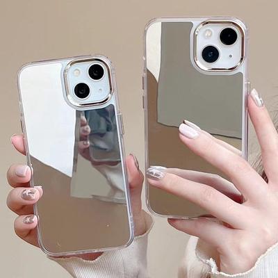 Pläterad Sminkspegel Telefonfodral För För Iphone 17 16 15 14 13 12 11 Pro Max Plus 16e Hård Akryl Stötsäker Bumper Skydd
