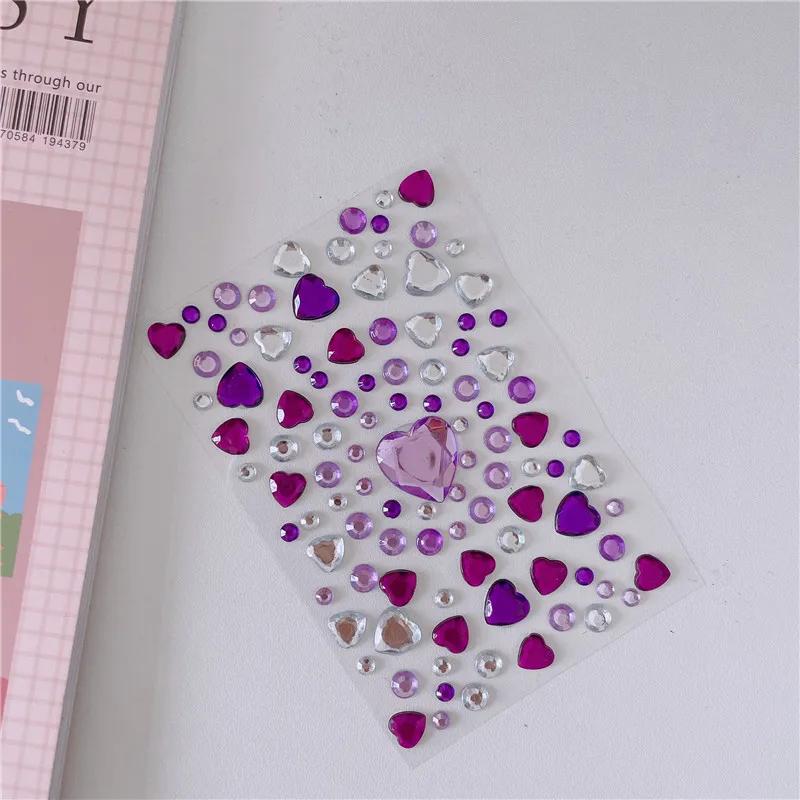 1 Sheet 3D Heart Shape Sticker Acrylic Crystal Children's Stickers Simulation Diamond Pearl Photo Album Decoration Stickers